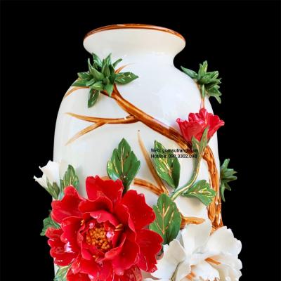 Bình Thủ Công Họa Tiết Hoa Mẫu Đơn